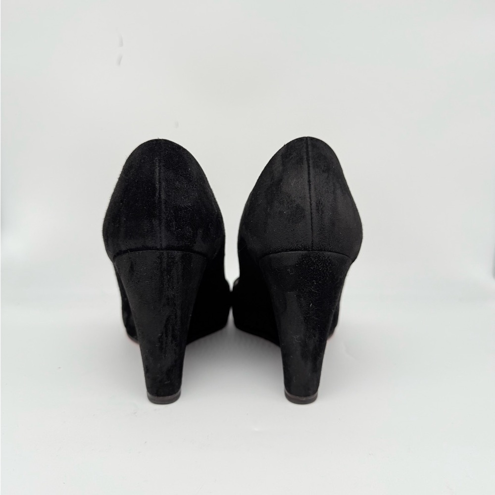 Christian Louboutin Black Suede Leather Tanja scalloped Wedge Pumps EU 38.5 - Picture 5 of 6